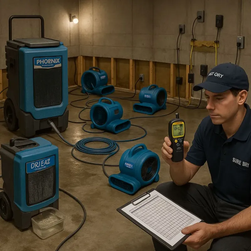 Structural Drying and Dehumidification process in Byram, CT